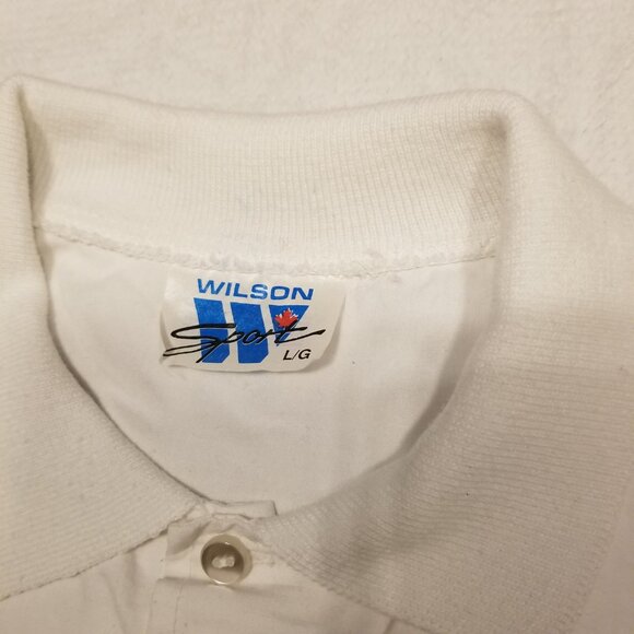 Vintage 90's White Collared Polo Sweater IBM Victoria 94 Wilson Sport Cotton L - Picture 3 of 14